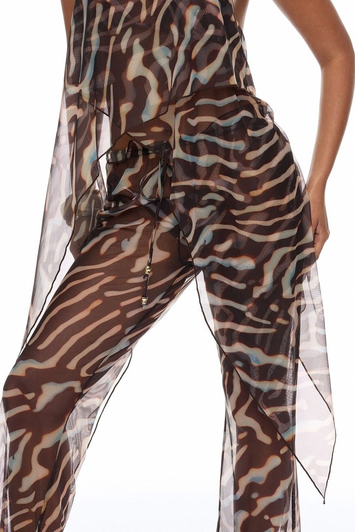 Golden Getaway Mesh Swim Cover Up - Brown/combo