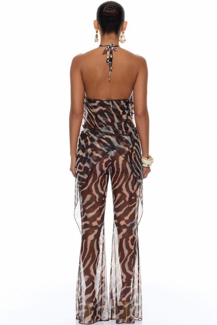 Golden Getaway Mesh Swim Cover Up - Brown/combo