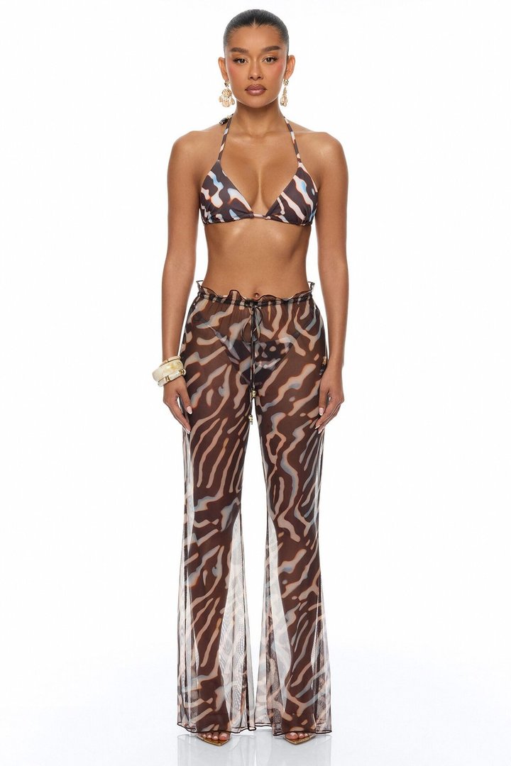 Golden Getaway Mesh Swim Cover Up - Brown/combo