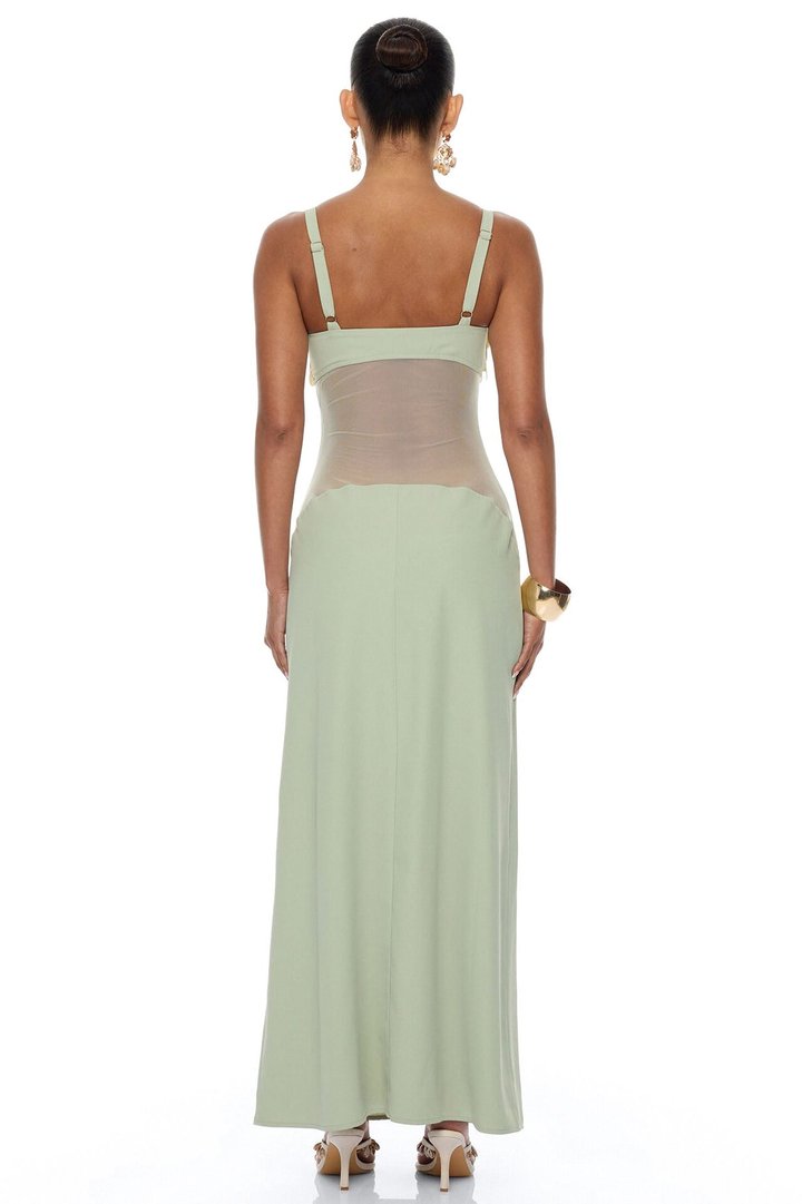 Coastal Chic Shell Maxi Dress - Sage