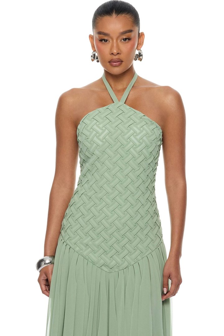 Effortlessly Her Woven Chiffon Maxi Dress - Sage
