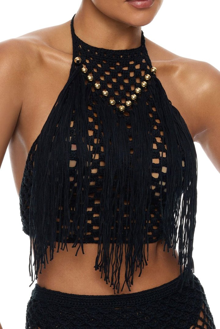 Coconut Clouds Crochet 3 Piece Skirt Set - Black
