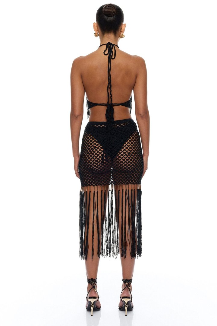 Coconut Clouds Crochet 3 Piece Skirt Set - Black