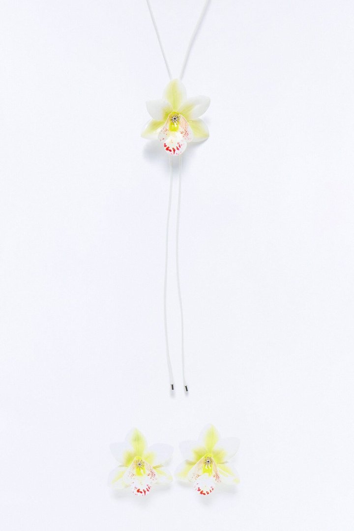 Luau Nights Necklace And Earring Set - White/combo