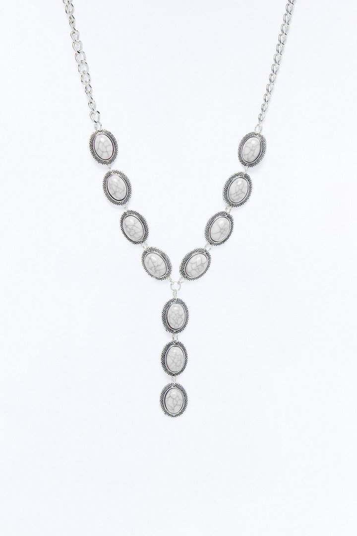 Neon Moon Lariat Necklace - White/Silver