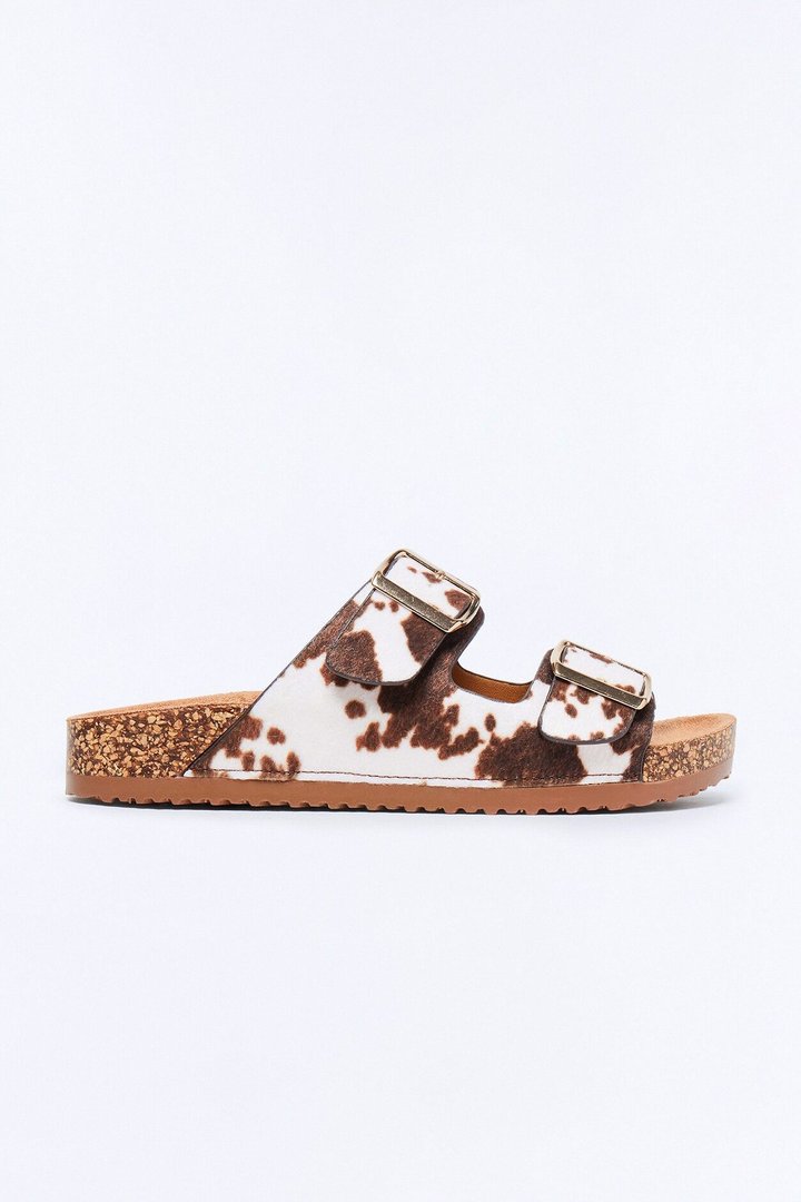 Jete Buckle Slides - Brown Combo