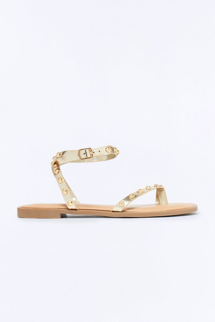 Sola Studded Toe Ring Sandals - Gold