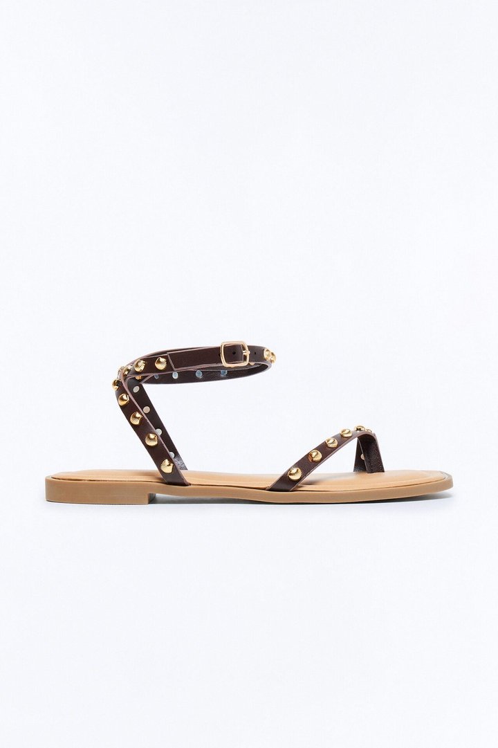 Sola Studded Toe Ring Sandals - Brown
