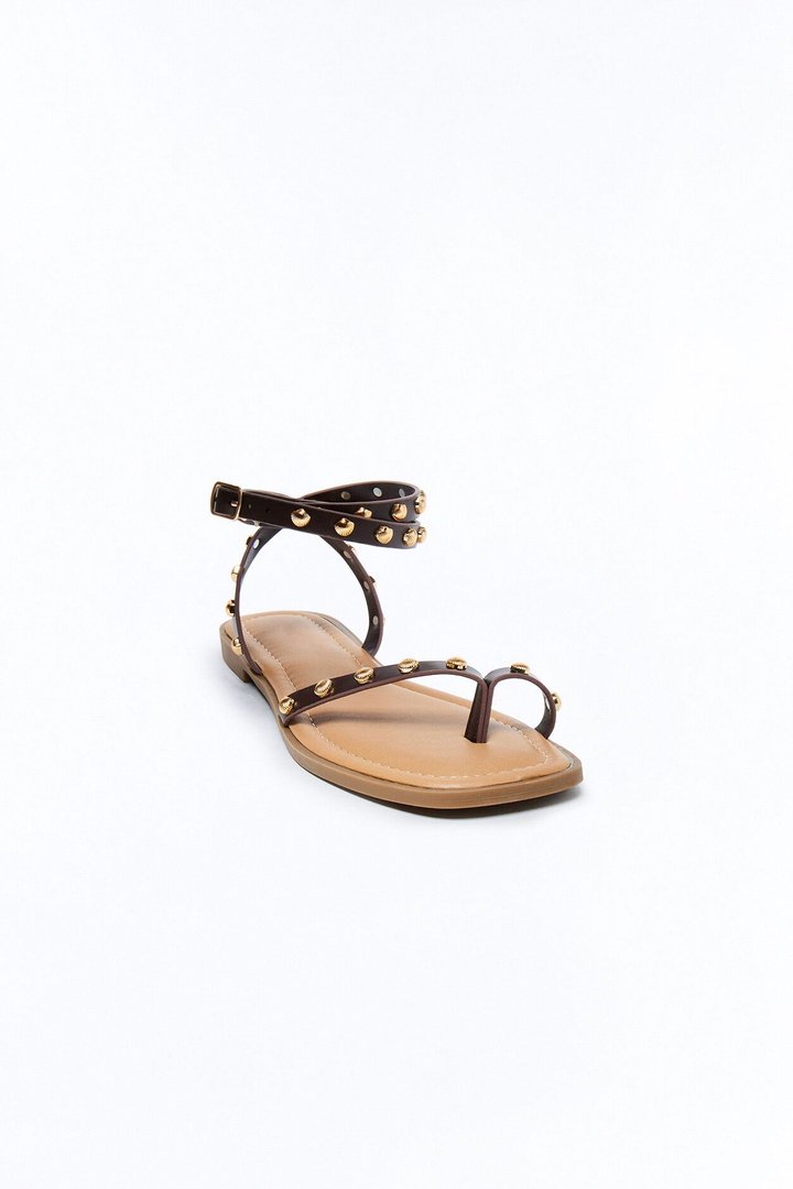 Sola Studded Toe Ring Sandals - Brown
