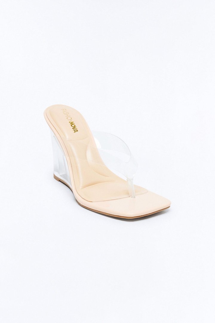 Sara Clear Thong Wedge - Nude