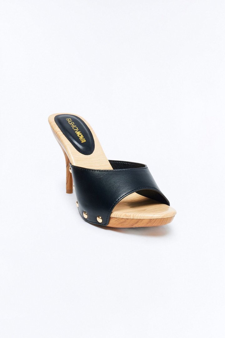 Rigby Studded Wood Heels - Black