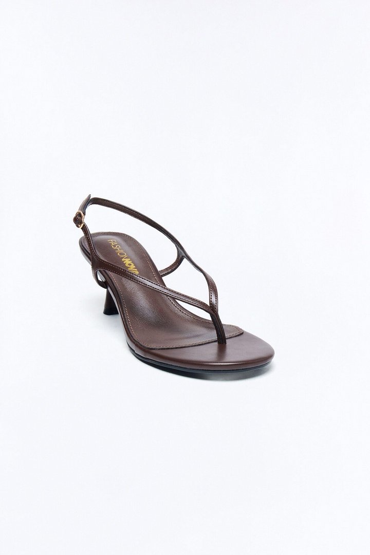 Elettra Thong Slingback Heels - Chocolate