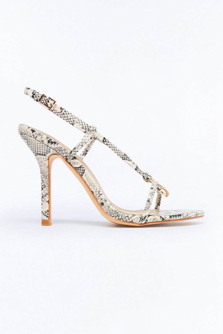 Levine Hardware Slingback Stiletto Heels - Natural/Combo