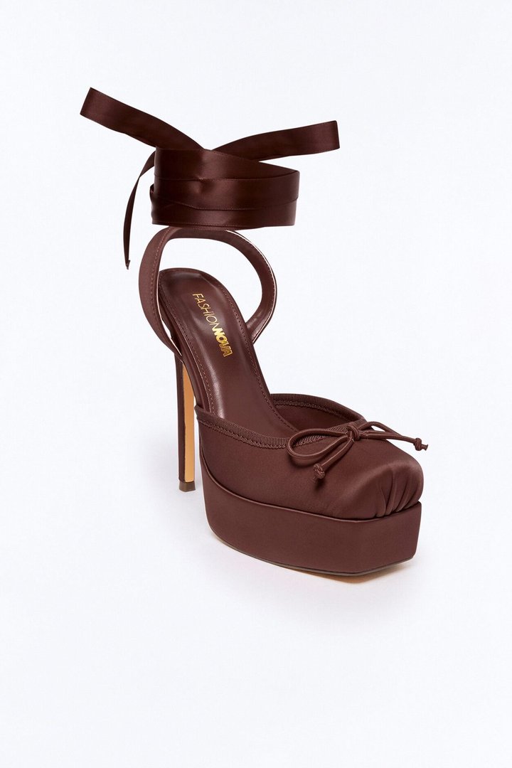 Lyrical Ballet Wrap Up Platform Pumps - Brown