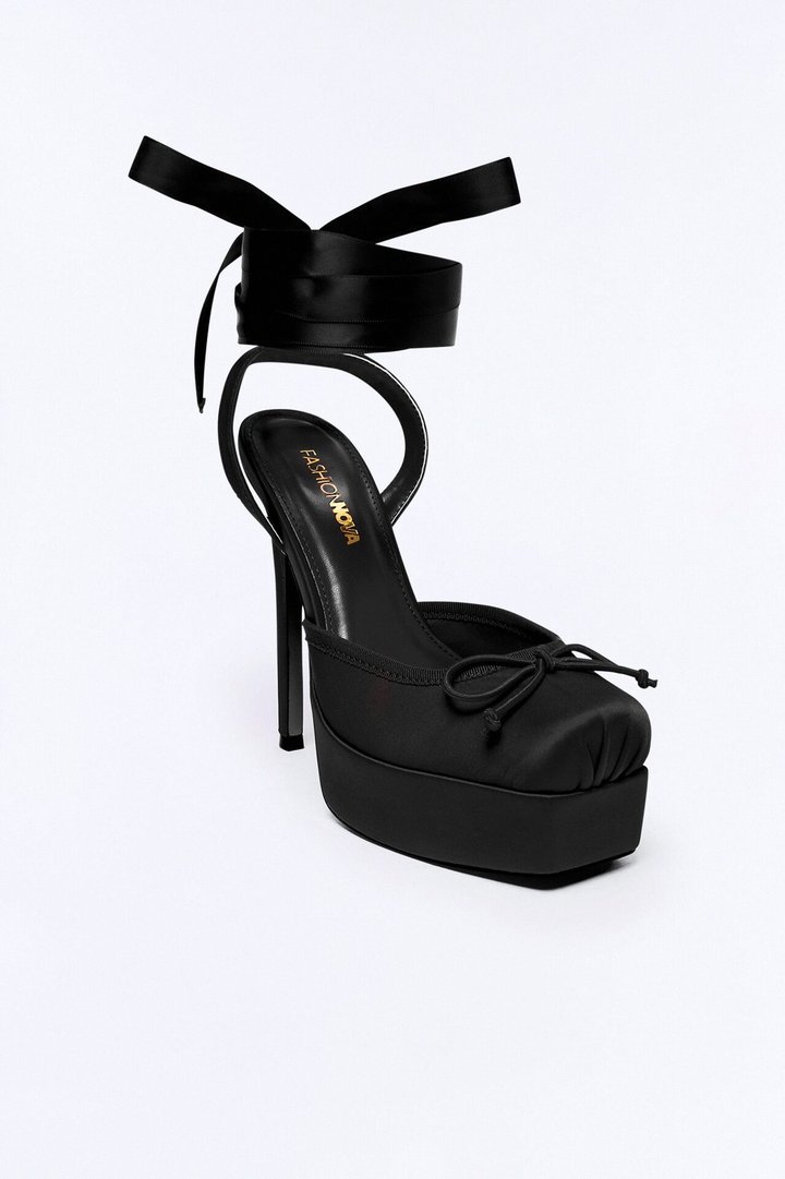 Lyrical Ballet Wrap Up Platform Pumps - Black