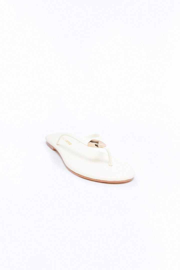 Pina Colada Hardware Flip Flops - Off White