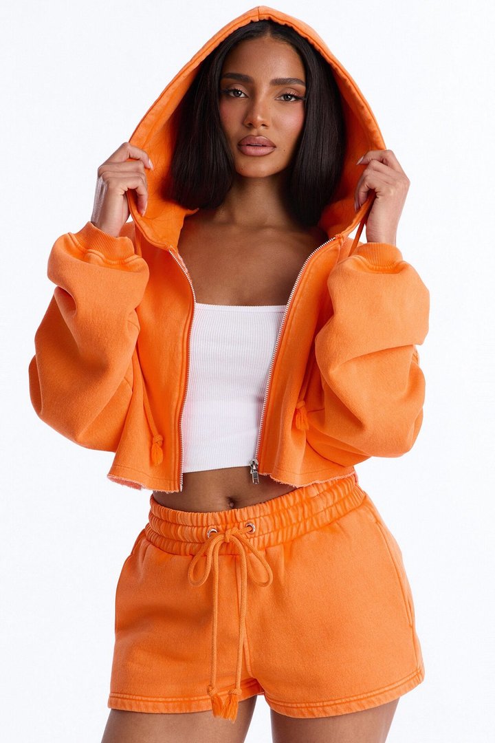 On The Go Washed Short Set - Orange
