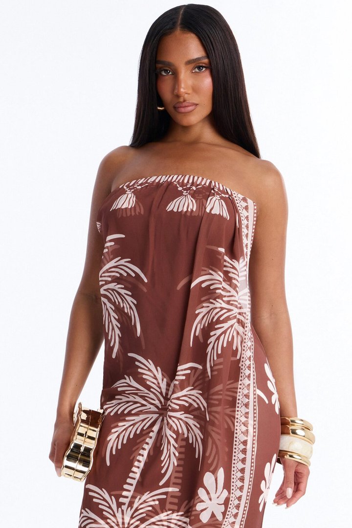 Dorian Strapless Midi Dress - Brown