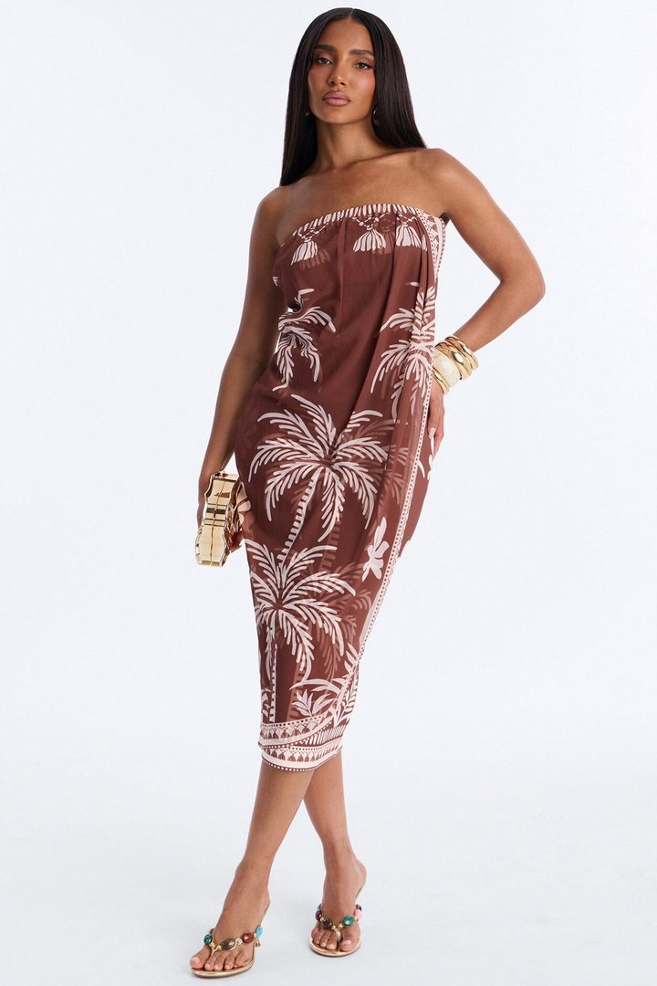Dorian Strapless Midi Dress - Brown