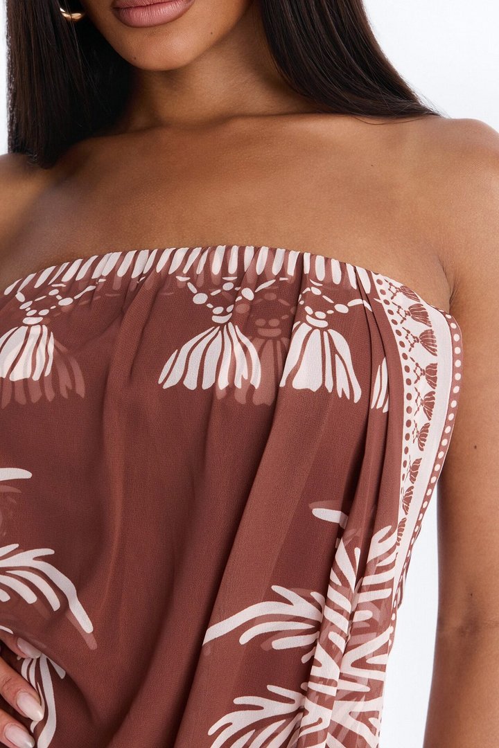 Dorian Strapless Midi Dress - Brown