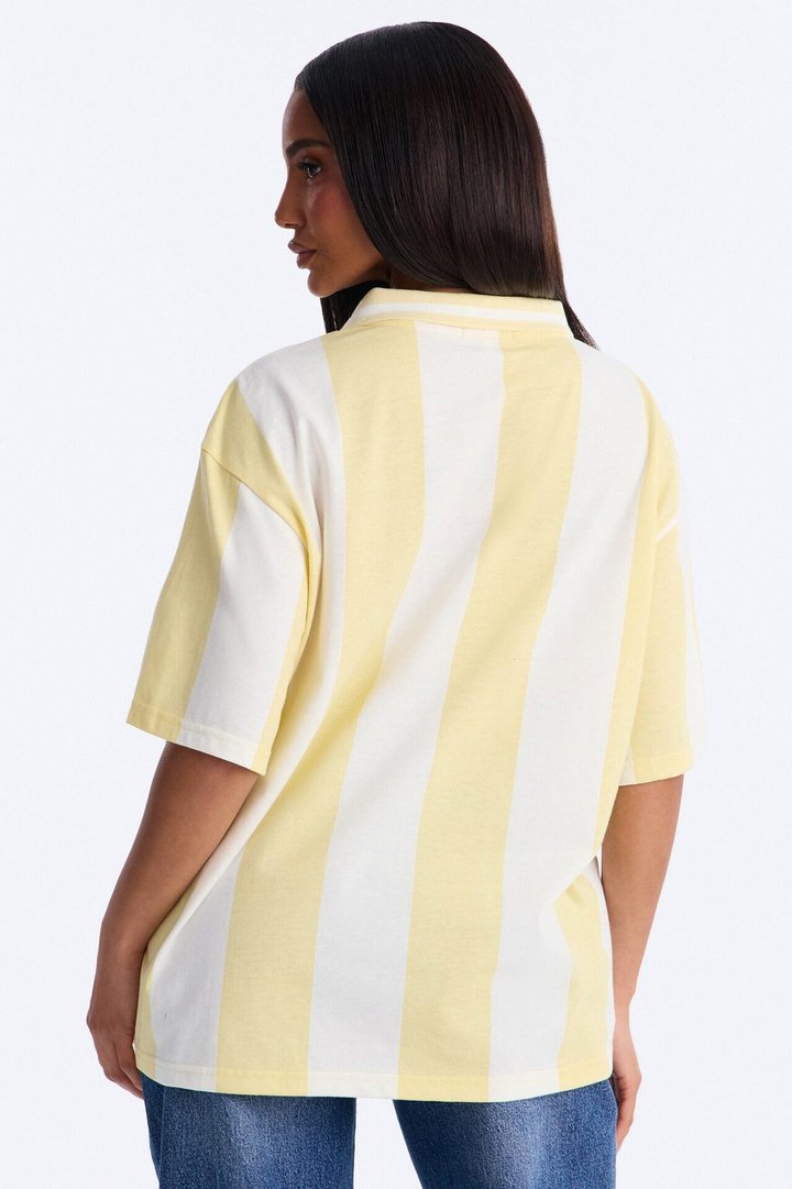 Varsity Crush Striped Short Sleeve Top - Yellow/combo