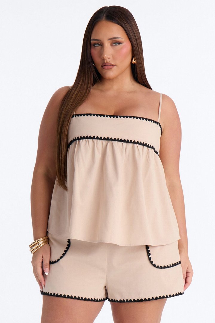 Serene Linen Short Set - Taupe