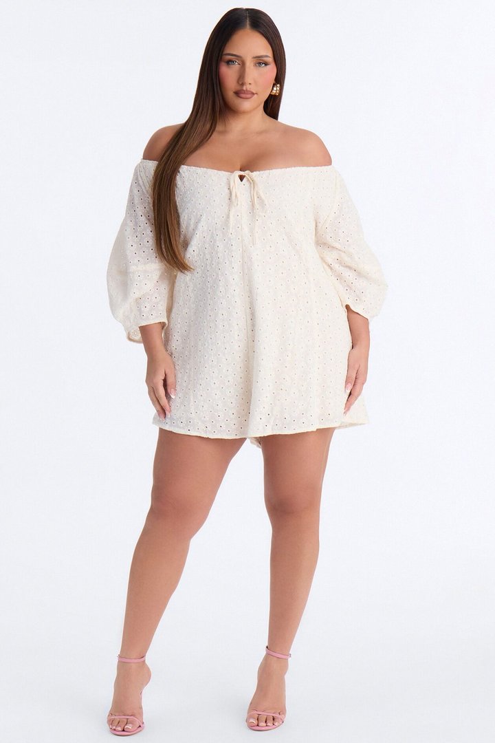 Belle Eyelet Babydoll Romper - Cream