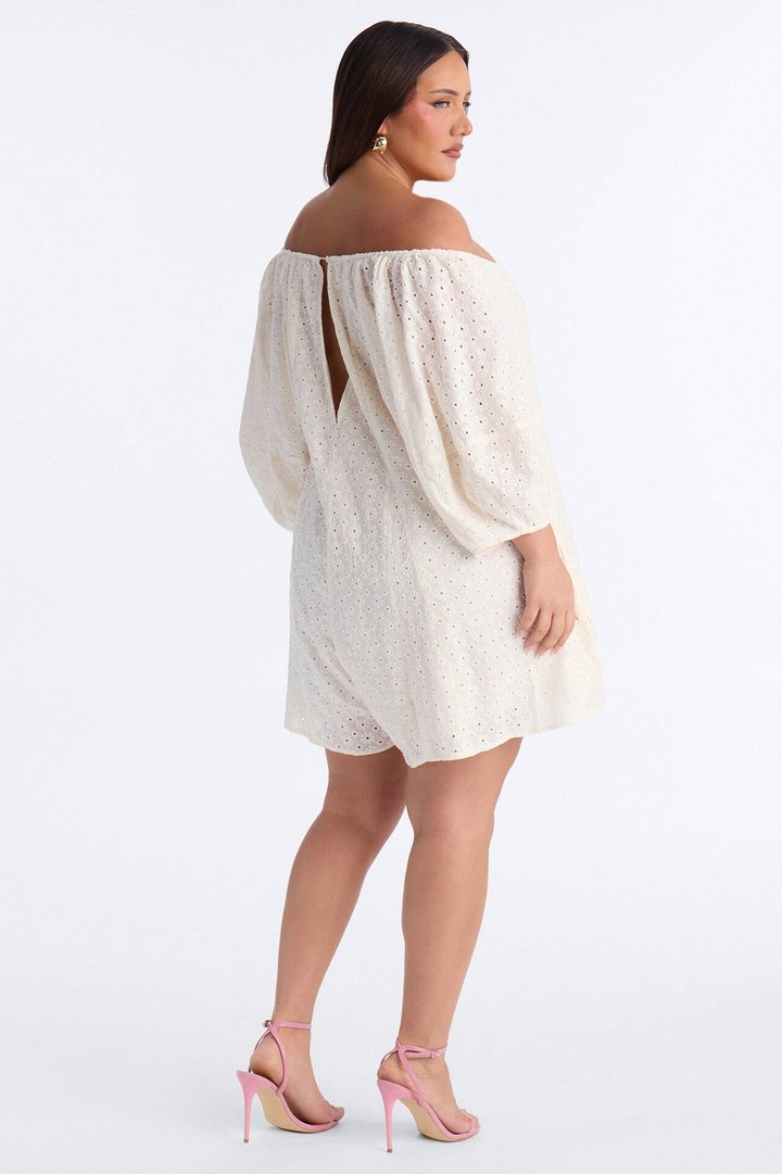 Belle Eyelet Babydoll Romper - Cream