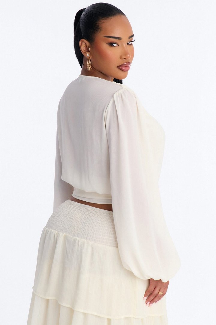 Elevate Everything Beaded Chiffon Top - Cream