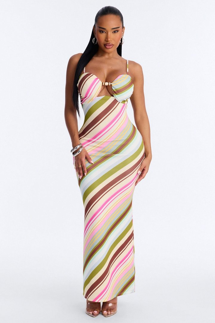 Savannah Striped Maxi Dress - Multi Color