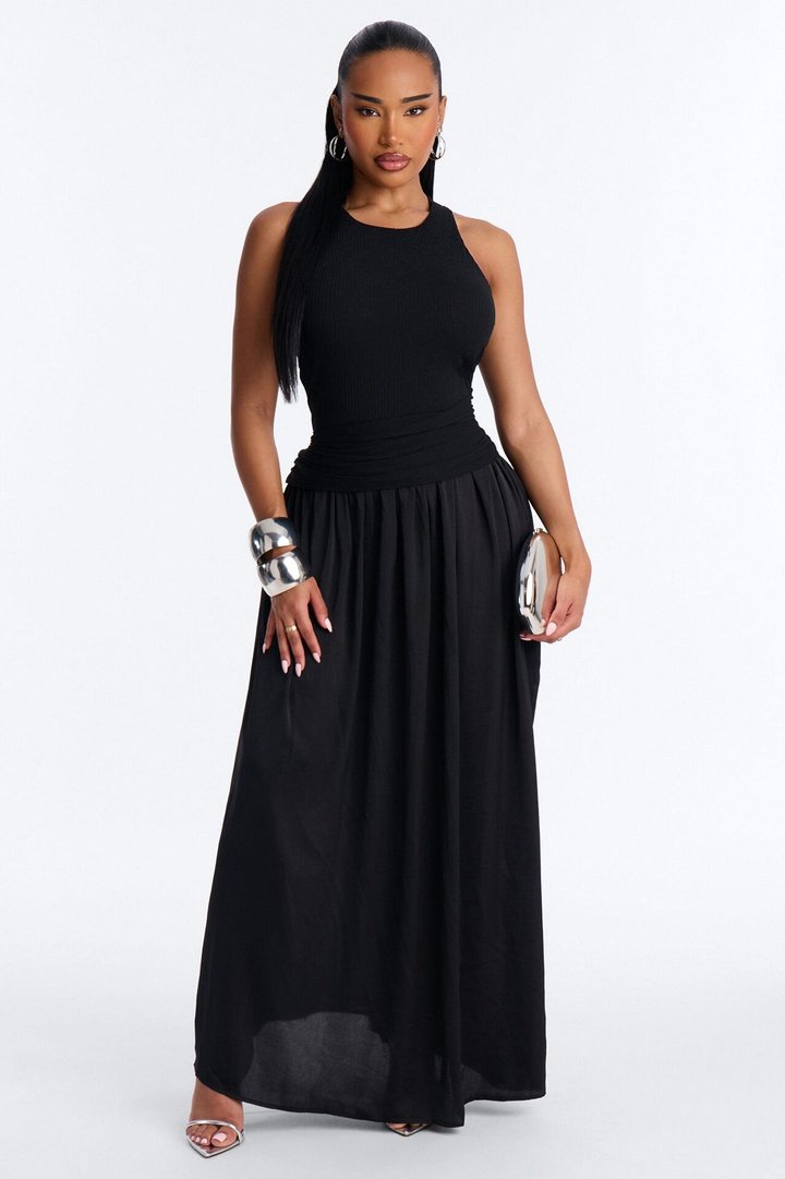 Soho Sleeveless Ribbed Maxi Dress - Black