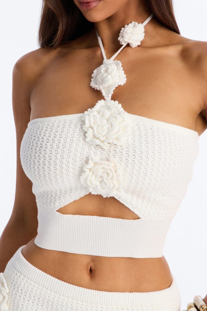 Poppy Crochet Mini Skirt Set - White