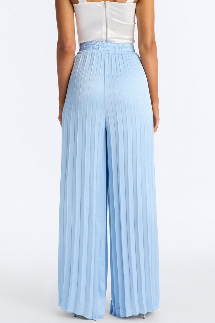 Let's Go Babe Satin Wide Leg Pant 32 - Light Blue