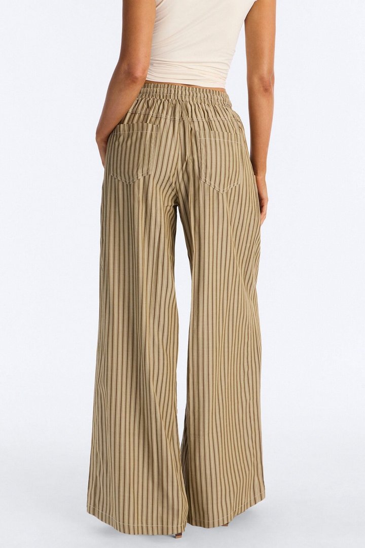 Timothy Striped Wide Leg Pant - Olive/combo