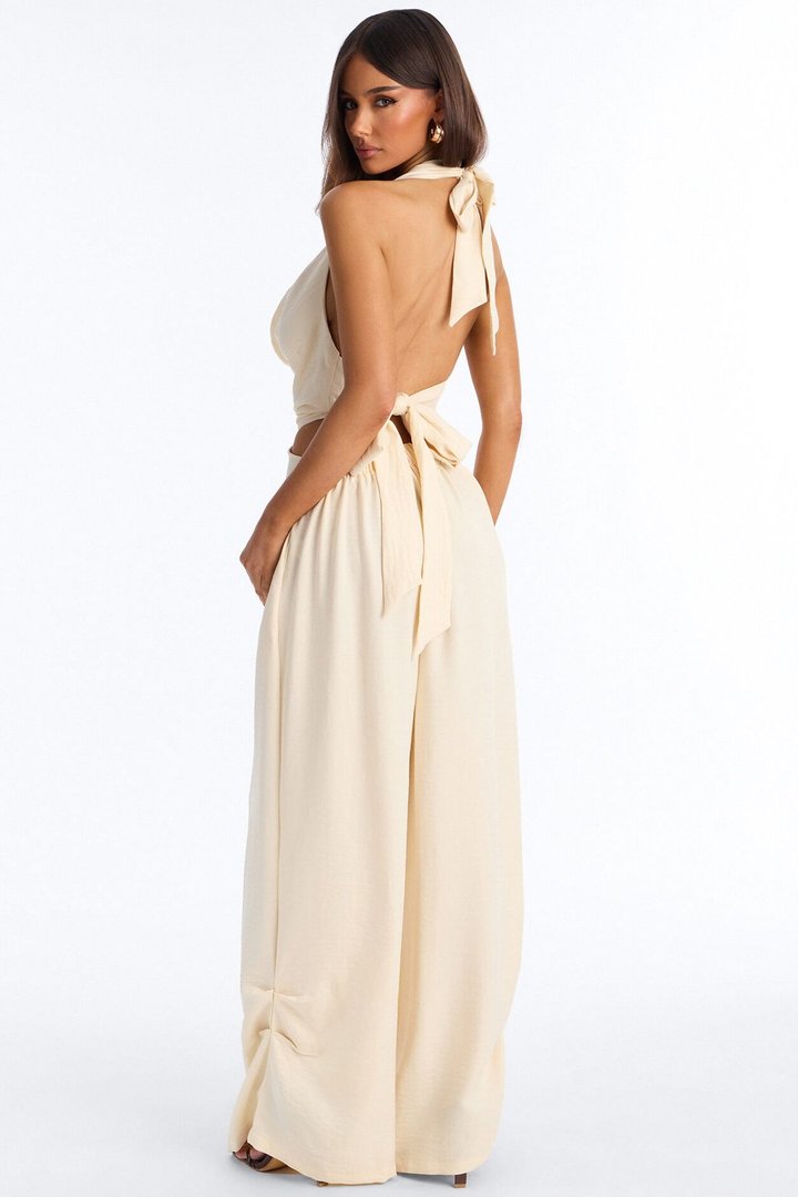 Sofie Cowl Wide Leg Jumpsuit - Yellow