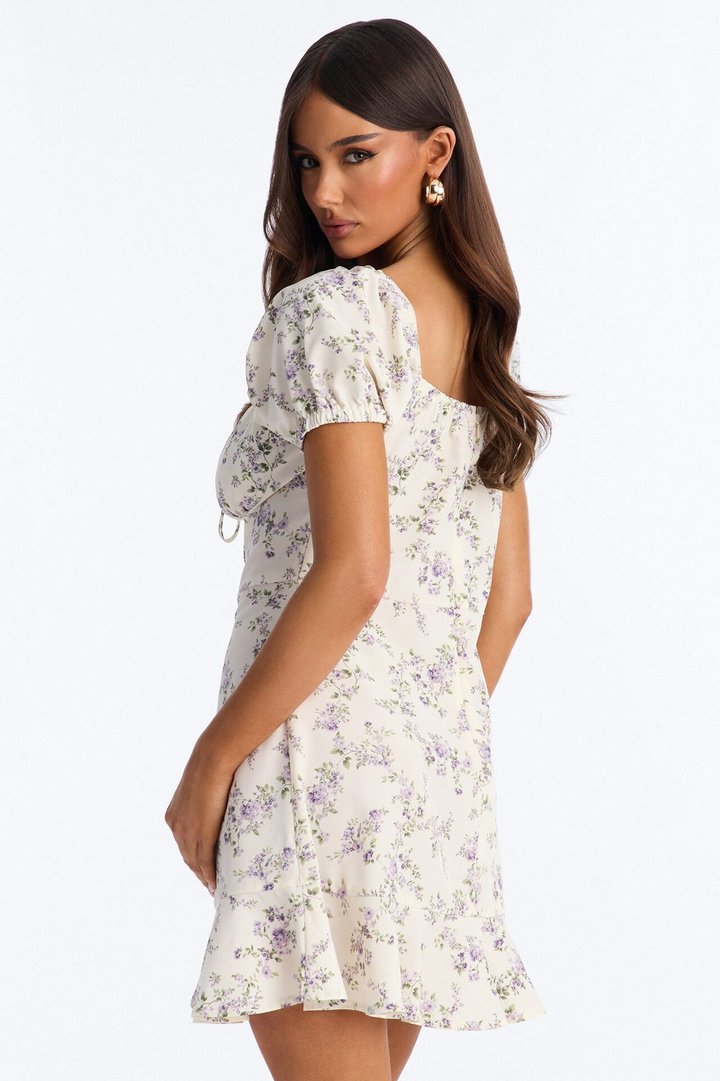 Monroe Floral Mini Dress - Cream/combo