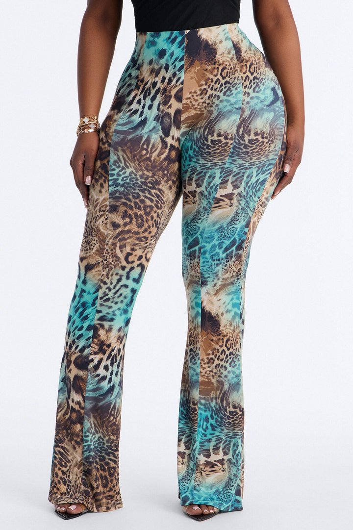 Marceline High Rise Animal Flare Pant - Multi Color
