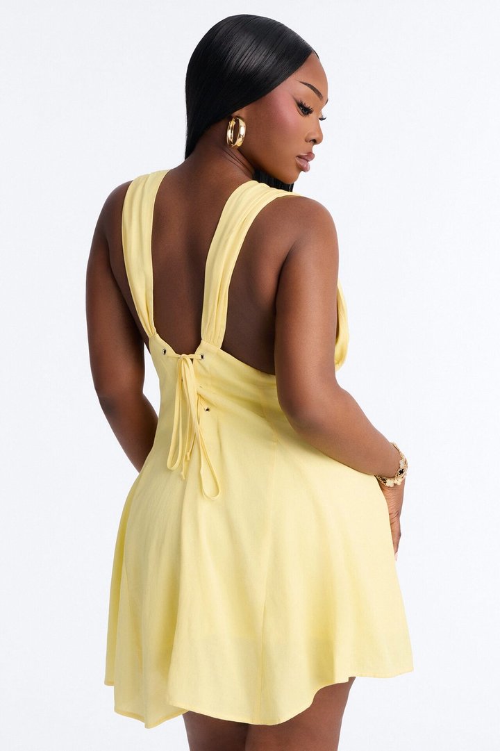Maren Sleeveless Linen Mini Dress - Yellow