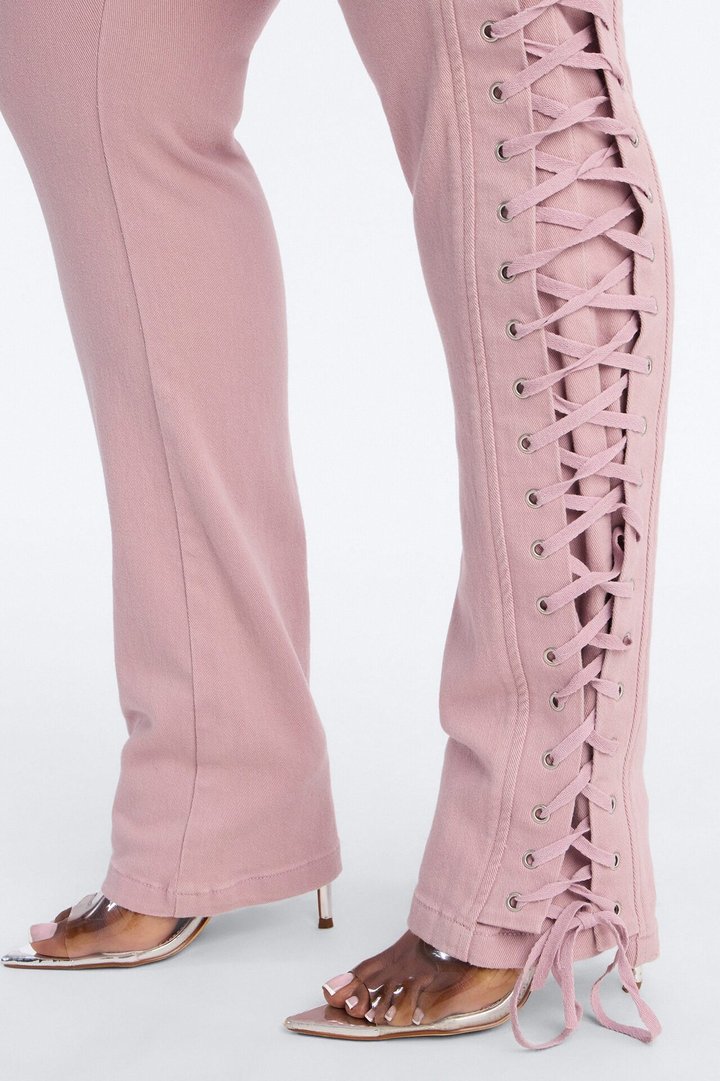 After Hours Lace Up Flare Pant - Blush