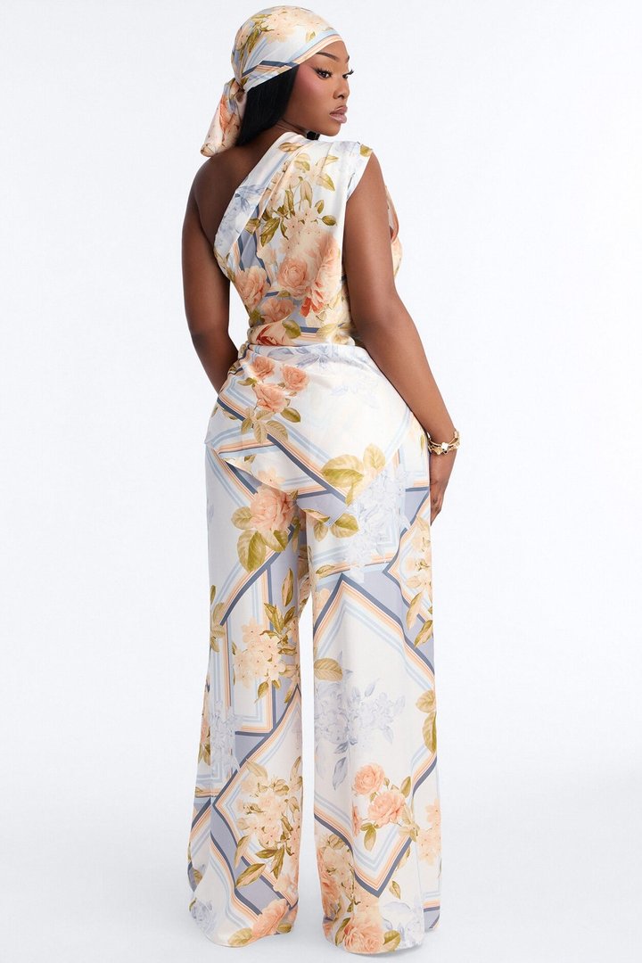 Rosalinda Satin 3 Piece Pant - Blue/combo