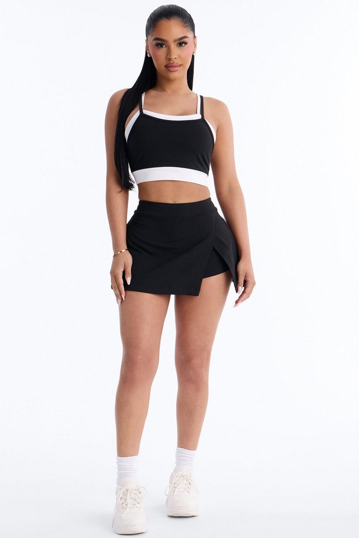 Melinda Tank And Mini Skort Set - Black/White