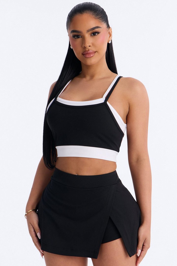 Melinda Tank And Mini Skort Set - Black/White