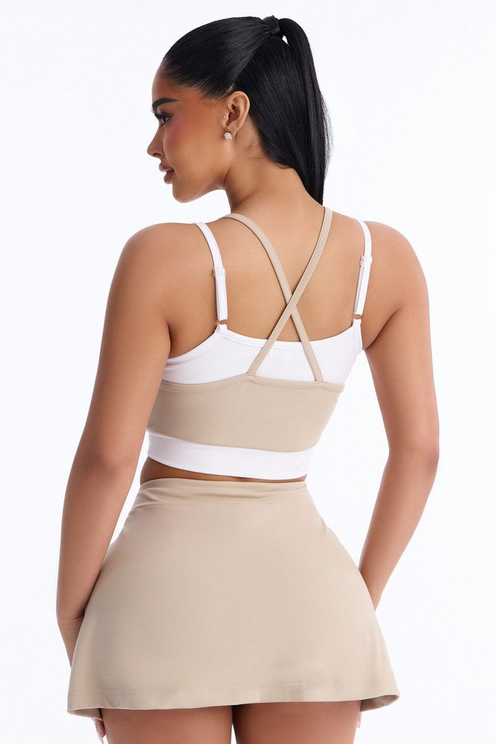 Melinda Tank And Mini Skort Set - Taupe/combo