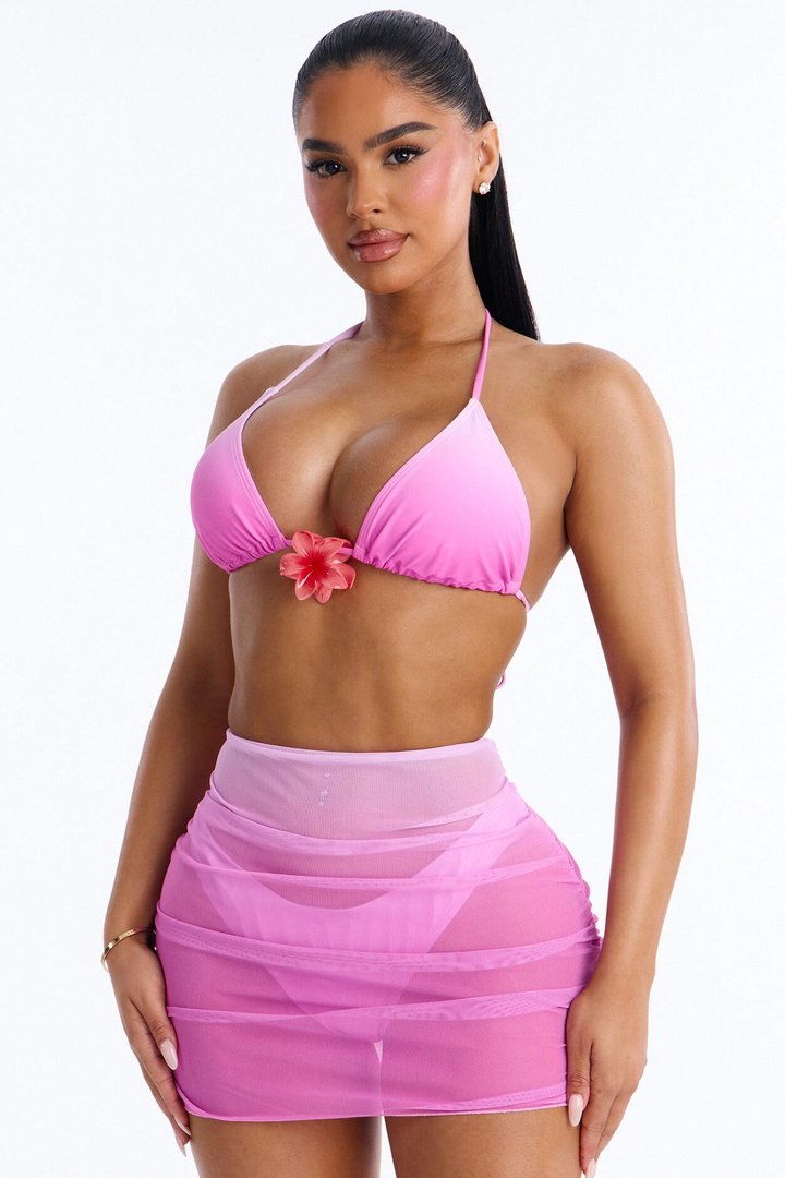 Better Off Bikini And Coverup Skirt - Pink/combo