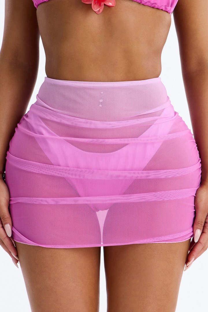Better Off Bikini And Coverup Skirt - Pink/combo