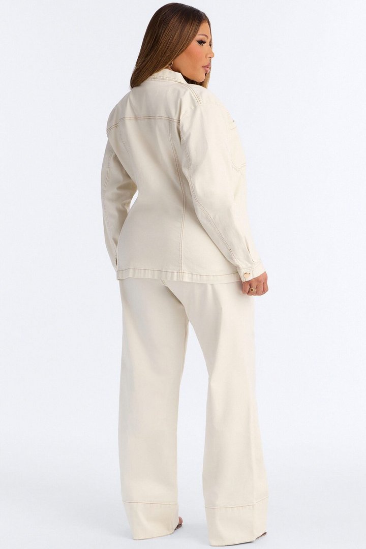 Kylie Denim Pant Set - White