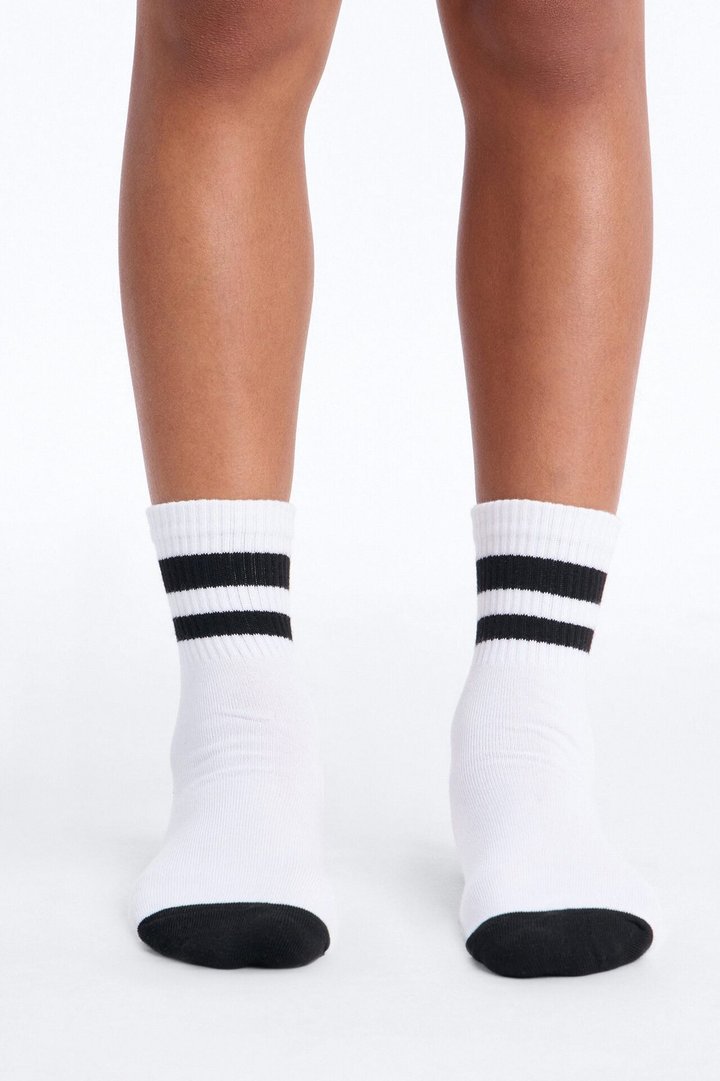 Mini Cute Crew Socks - White/Black