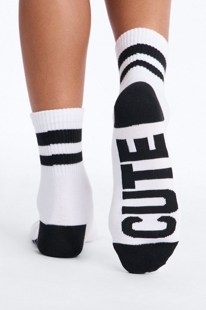 Mini Cute Crew Socks - White/Black