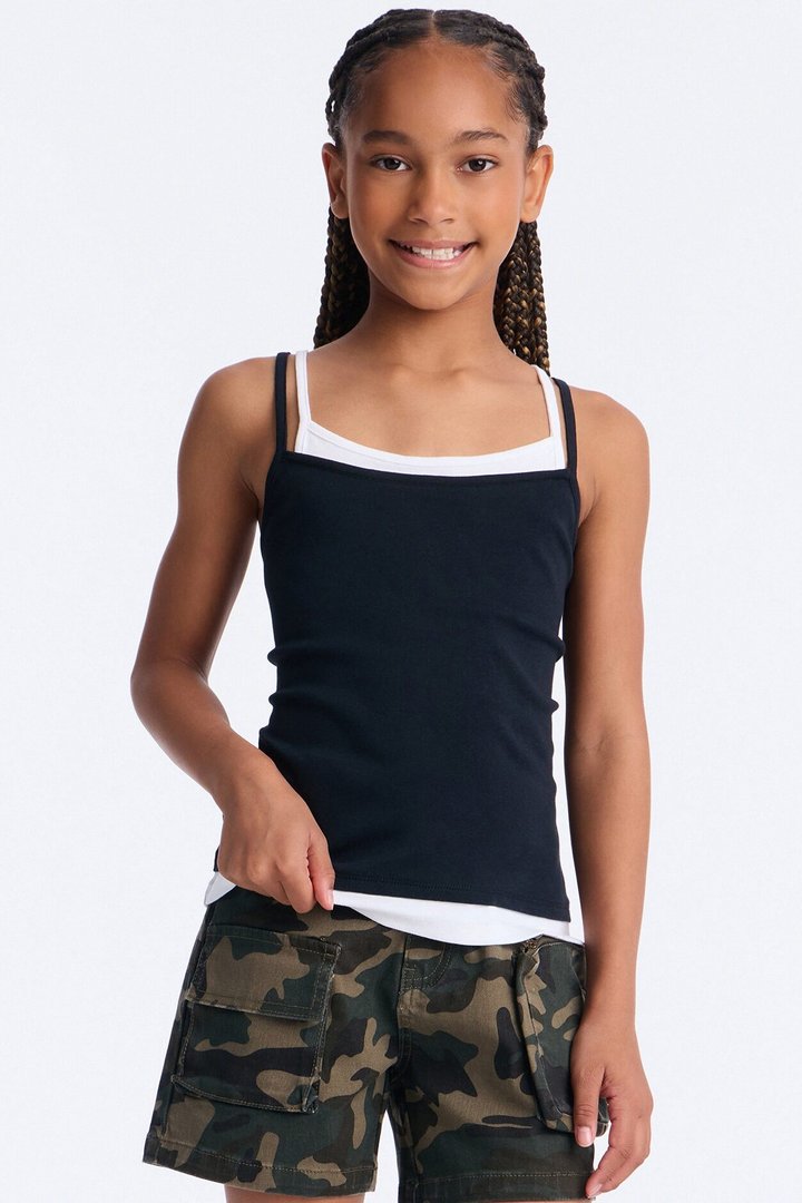 Mini Soho Babe Double Layered Cami Top - Black/White