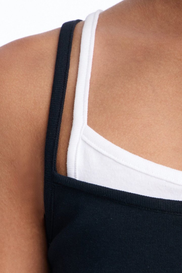 Mini Soho Babe Double Layered Cami Top - Black/White